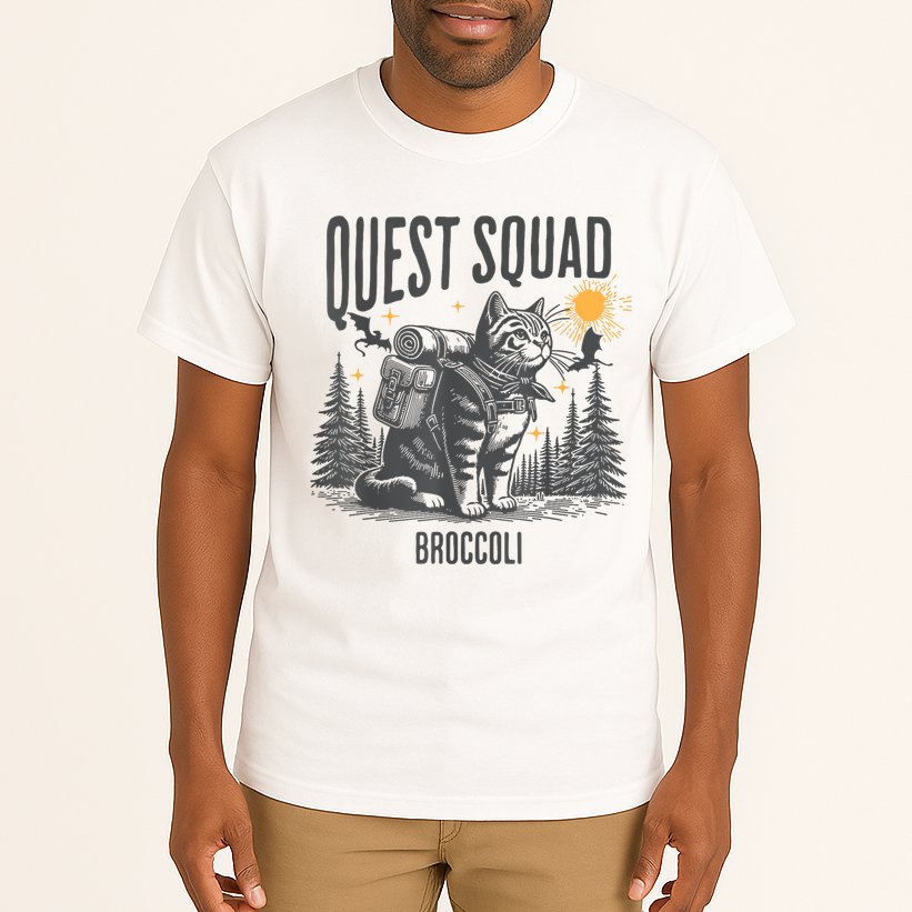 Quest Fantasy Squad Broccoli Funny Cat Tall T-Shirt