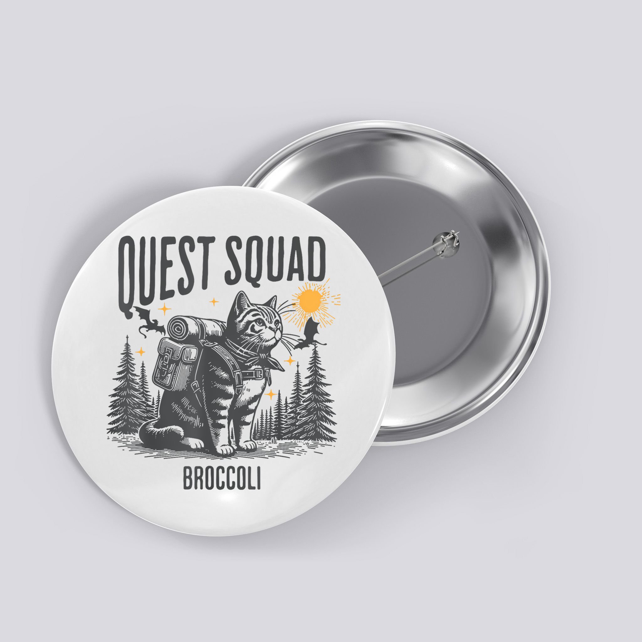 Quest Fantasy Squad Broccoli Funny Cat Button