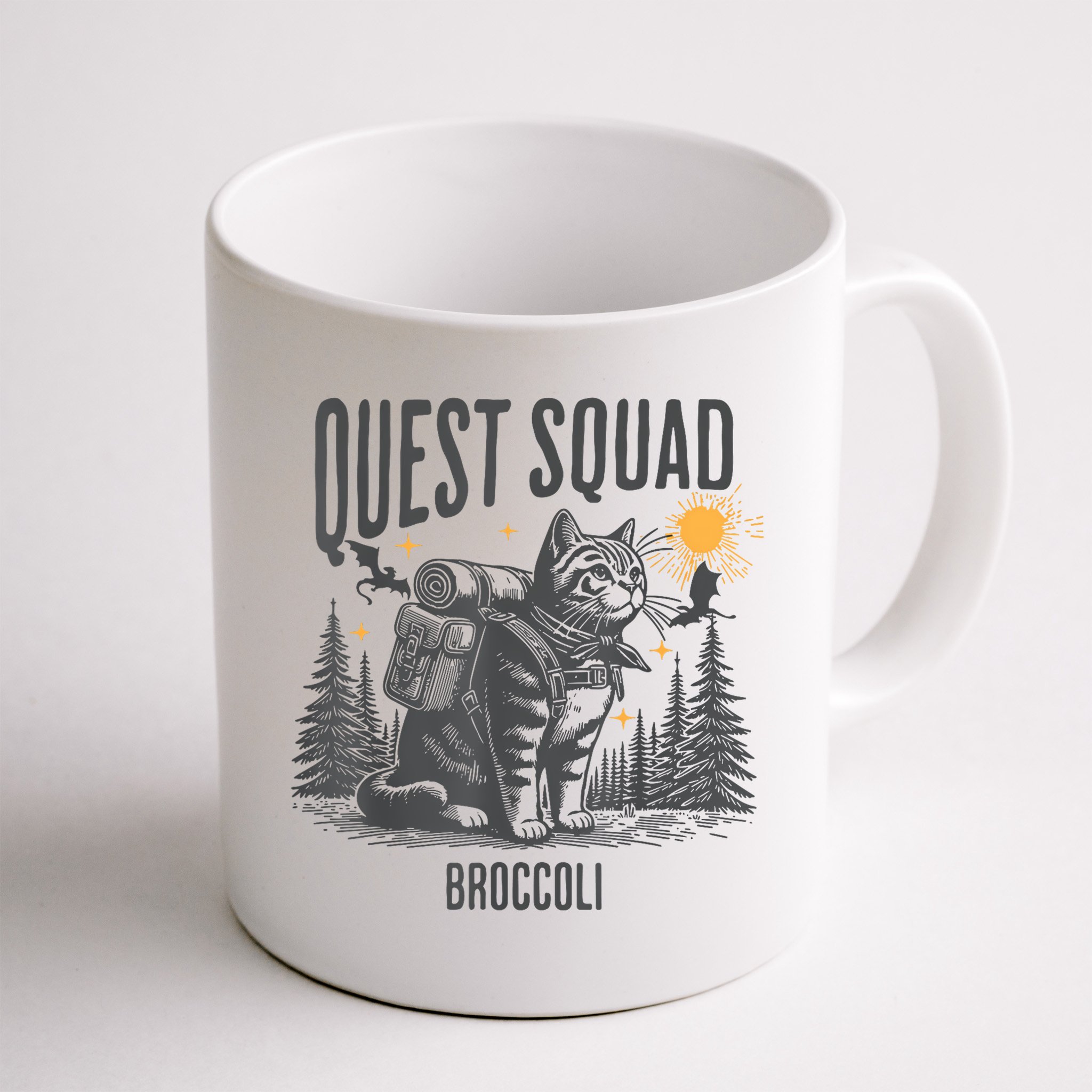 Quest Fantasy Squad Broccoli Funny Cat Mug