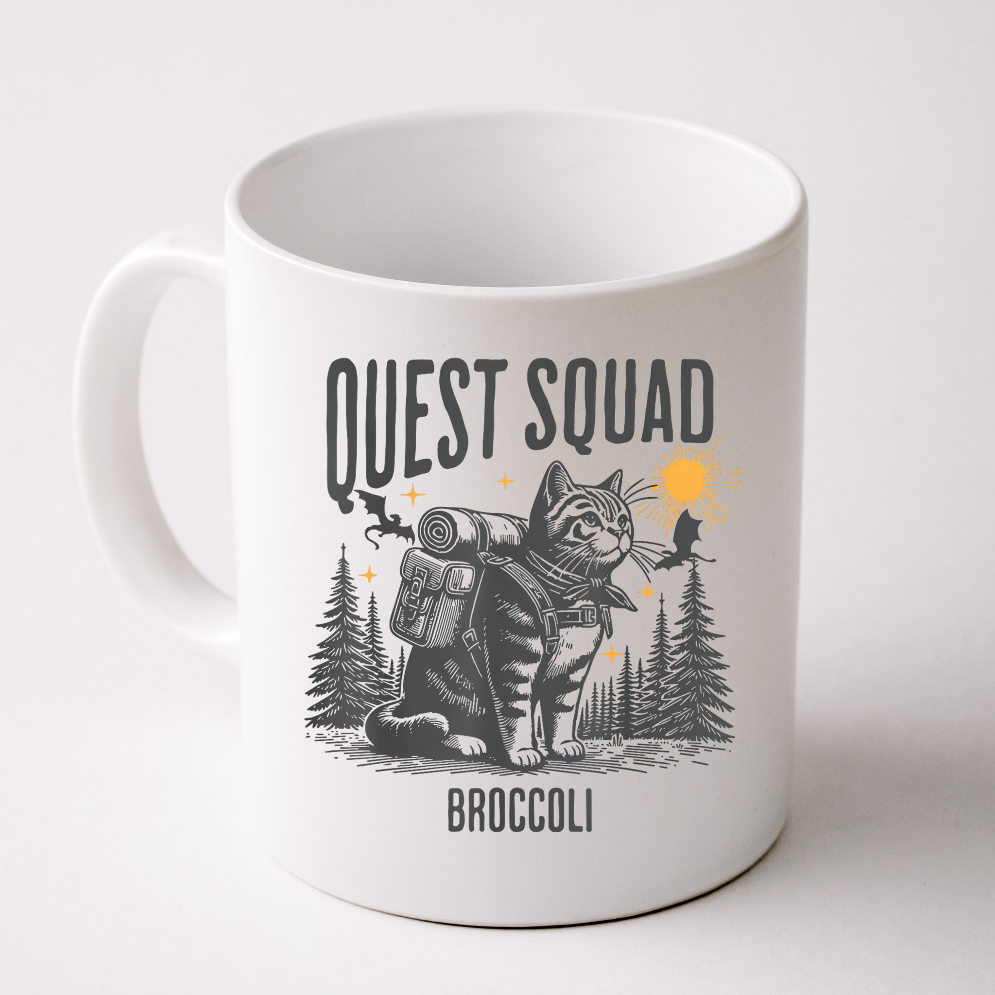 Quest Fantasy Squad Broccoli Funny Cat Mug