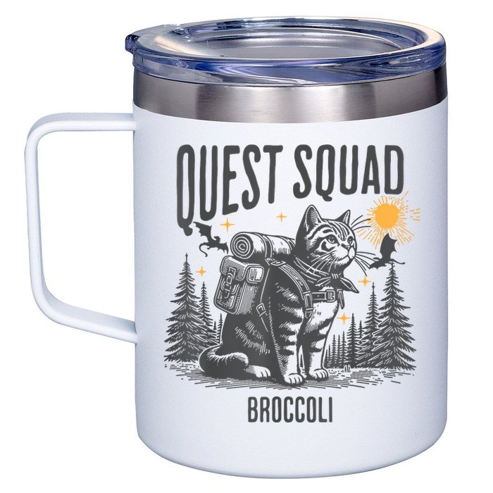 Quest Fantasy Squad Broccoli Funny Cat 12oz Stainless Steel Coffee Mug