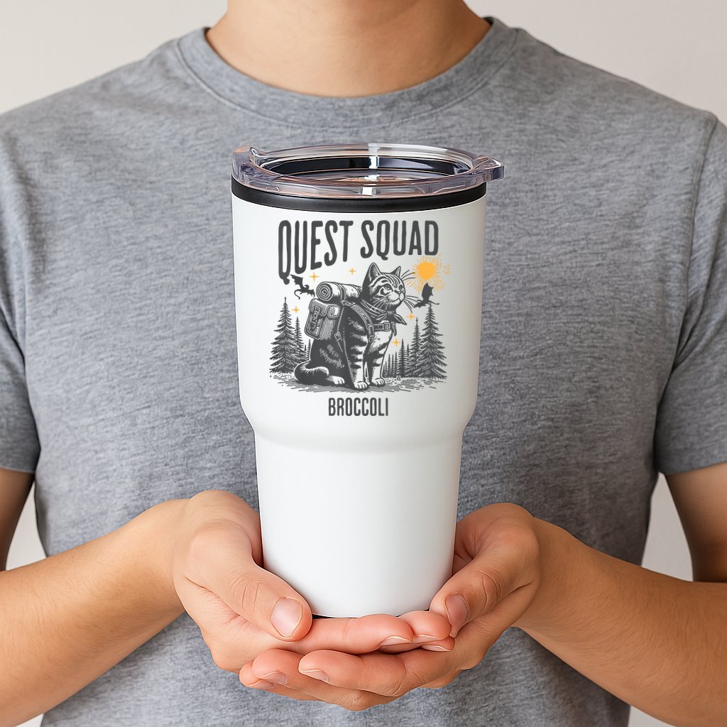 Quest Fantasy Squad Broccoli Funny Cat Tumbler