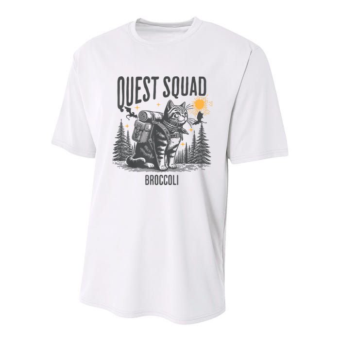 Quest Fantasy Squad Broccoli Funny Cat Youth Performance Sprint T-Shirt