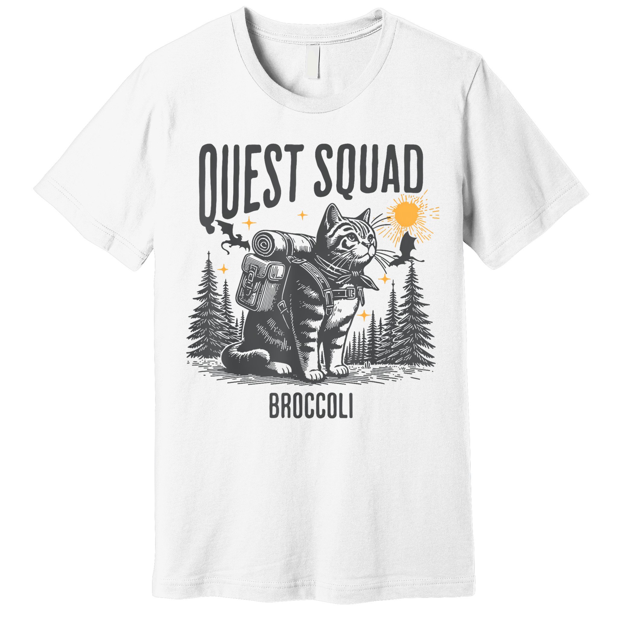 Quest Fantasy Squad Broccoli Funny Cat Premium T-Shirt