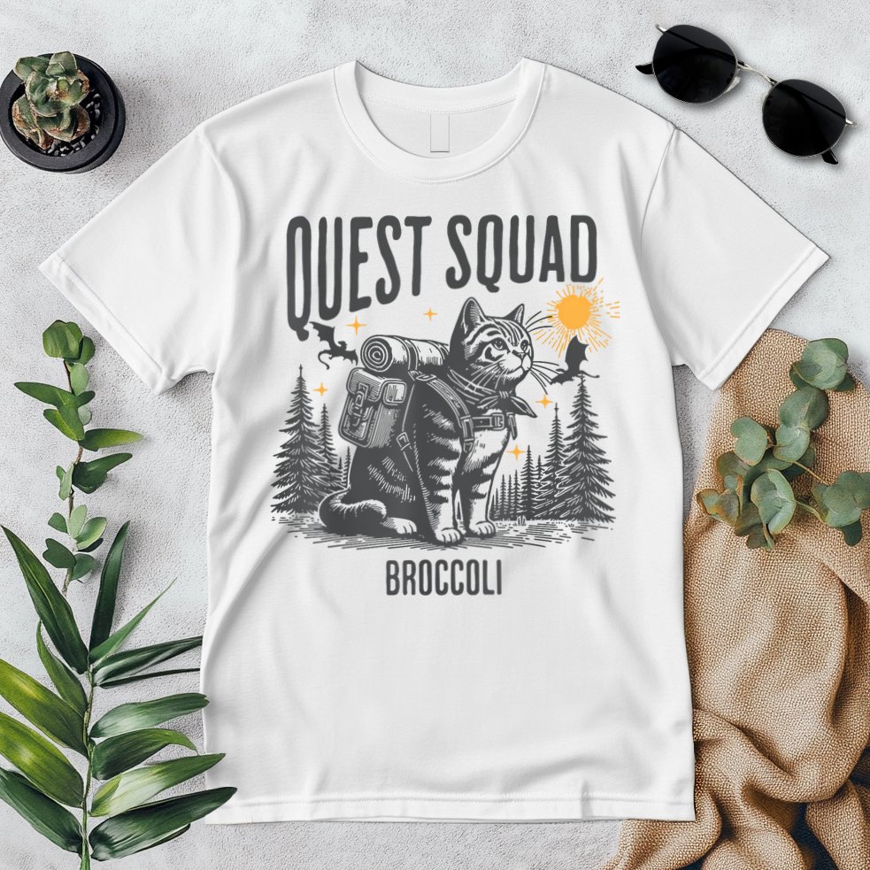 Quest Fantasy Squad Broccoli Funny Cat Premium T-Shirt