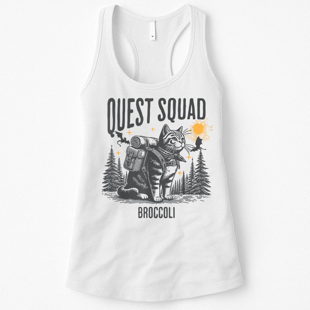 Quest Fantasy Squad Broccoli Funny Cat Womens Tank Top