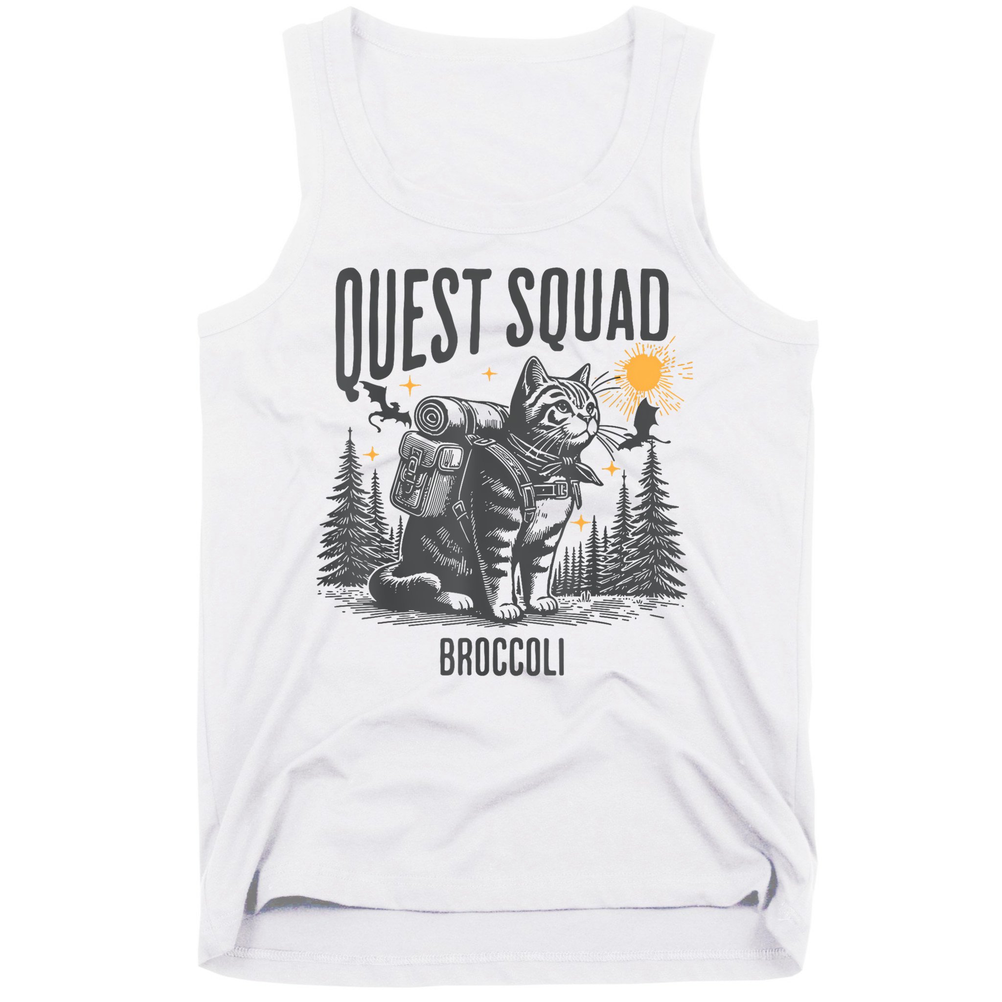 Quest Fantasy Squad Broccoli Funny Cat Tank Top