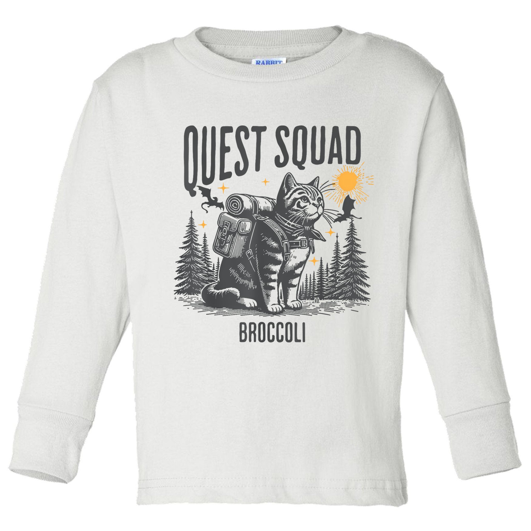 Quest Fantasy Squad Broccoli Funny Cat Toddler Long Sleeve Shirt