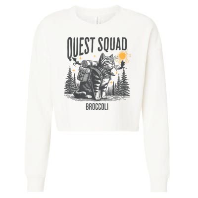 Quest Fantasy Squad Broccoli Funny Cat Cropped Pullover Crew