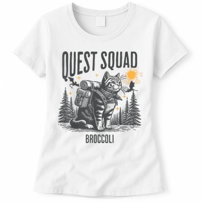 Quest Fantasy Squad Broccoli Funny Cat Womens T-Shirt