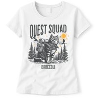 Quest Fantasy Squad Broccoli Funny Cat Womens T-Shirt