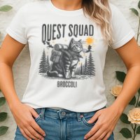 Quest Fantasy Squad Broccoli Funny Cat Womens T-Shirt