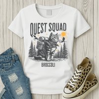 Quest Fantasy Squad Broccoli Funny Cat Womens T-Shirt