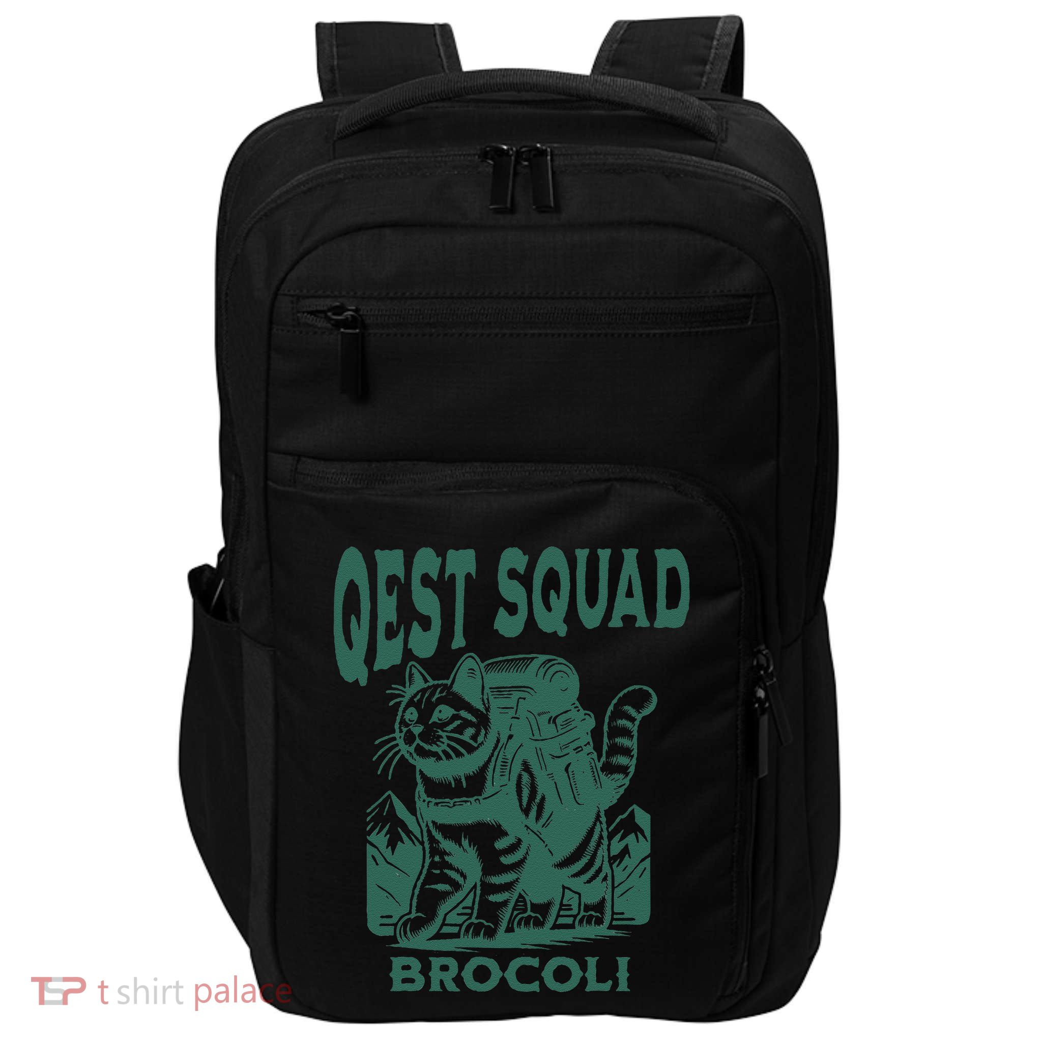 Quest Fantasy Squad Broccoli Funny Cat Bookich .Png Impact Tech Backpack