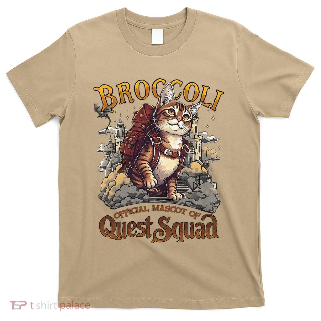 Quest Fantasy Squad Broccoli Funny Cat Fantasy Book Bookish .Png T-Shirt