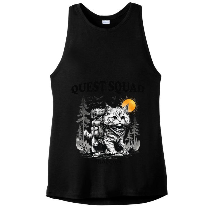 Quest Fantasy Squad Broccoli Cat Funny Lovers Gaming Apparel .Png Ladies PosiCharge Tri-Blend Wicking Tank