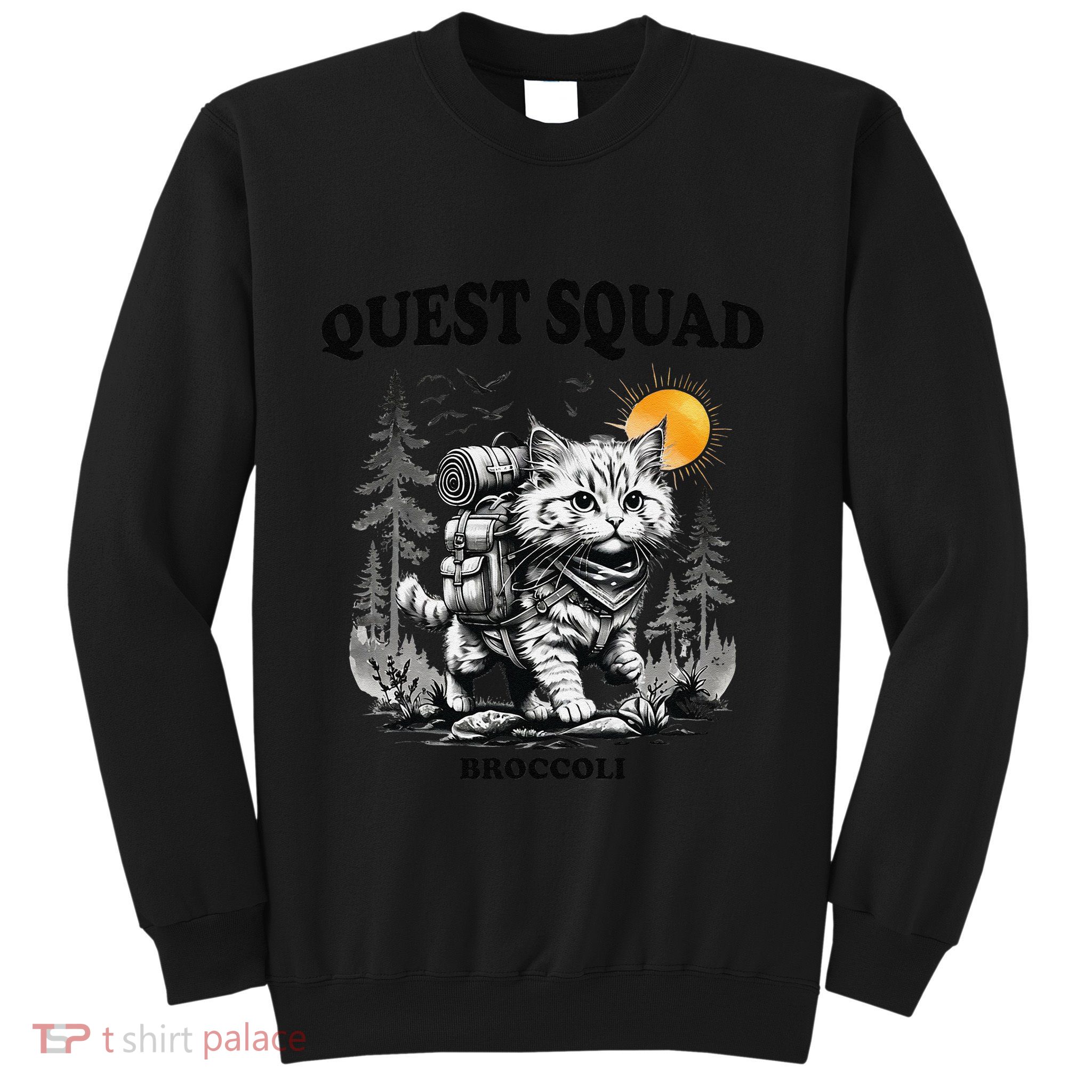 Quest Fantasy Squad Broccoli Cat Funny Lovers Gaming Apparel .Png Sweatshirt