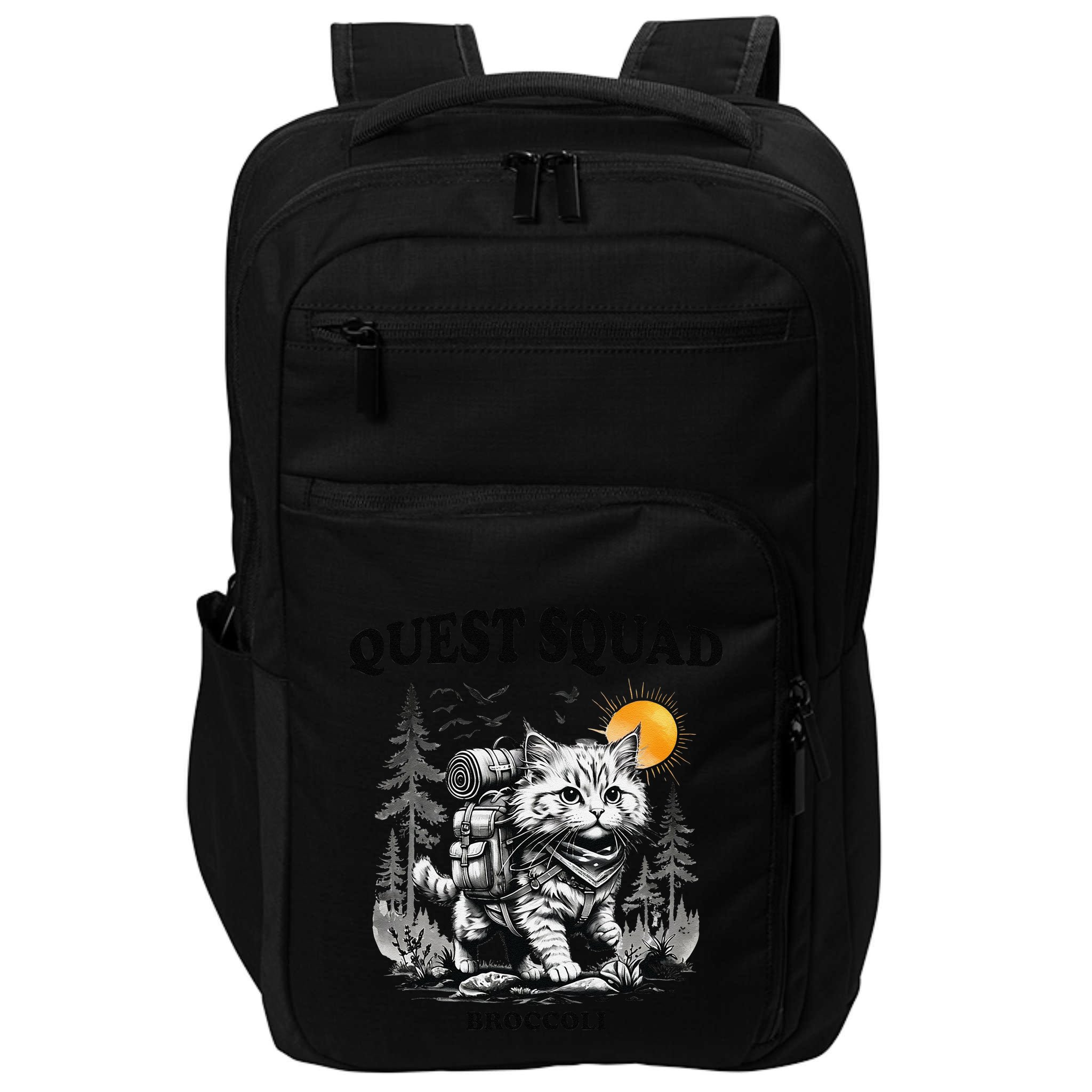 Quest Fantasy Squad Broccoli Cat Funny Lovers Gaming Apparel .Png Impact Tech Backpack