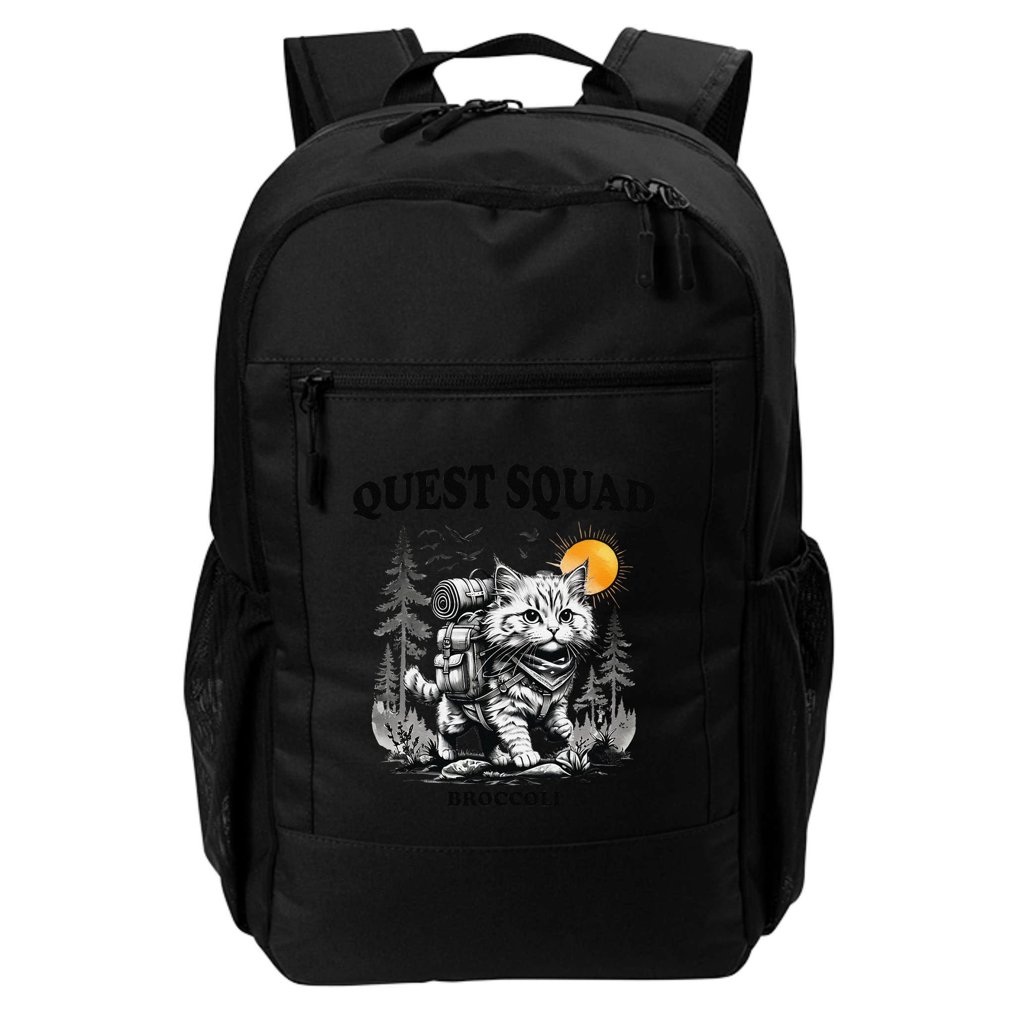 Quest Fantasy Squad Broccoli Cat Funny Lovers Gaming Apparel .Png Backpack