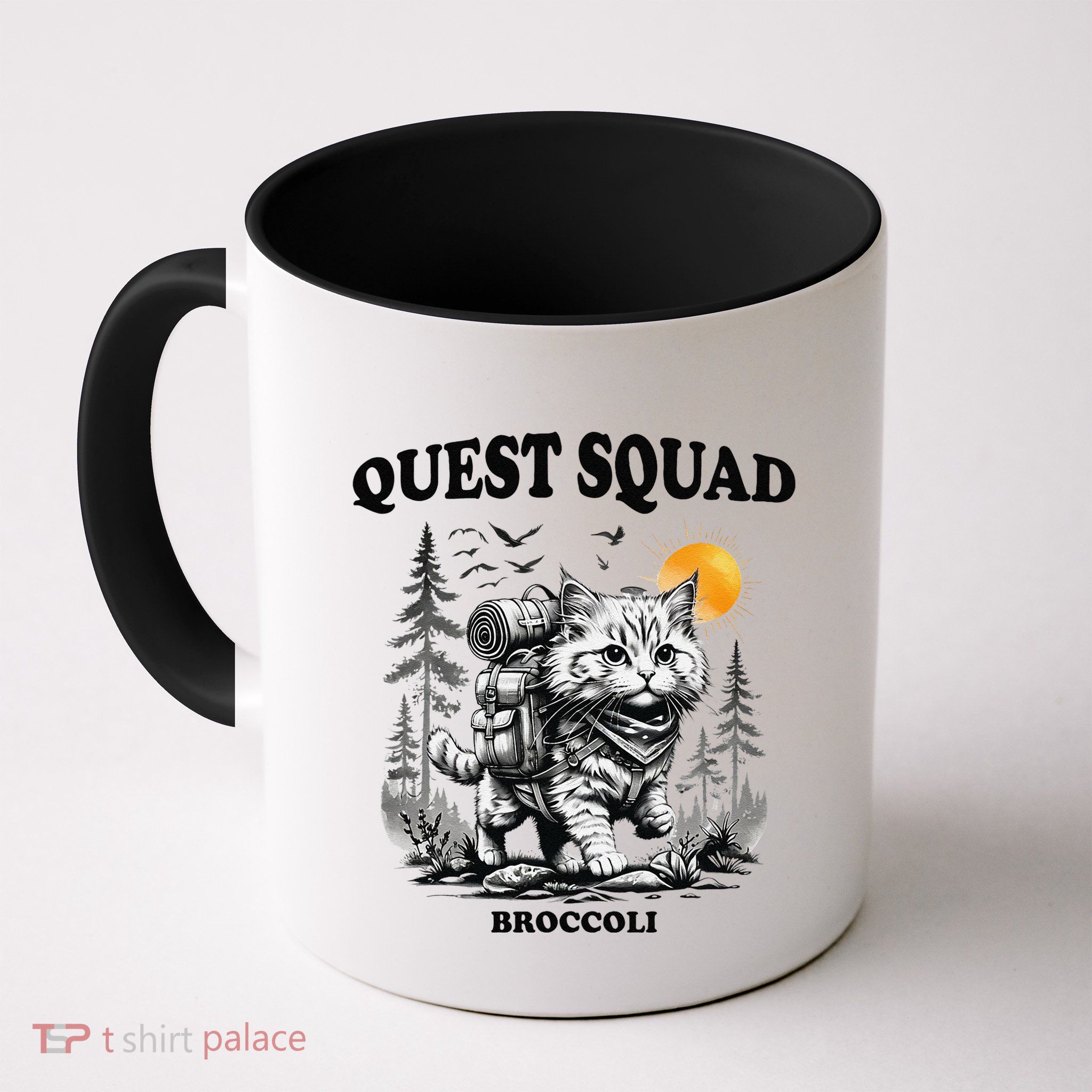 Quest Fantasy Squad Broccoli Cat Funny Lovers Gaming Apparel .Png Mug