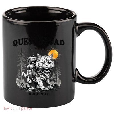 Quest Fantasy Squad Broccoli Cat Funny Lovers Gaming Apparel .Png 11oz C Handle Ceramic Mug