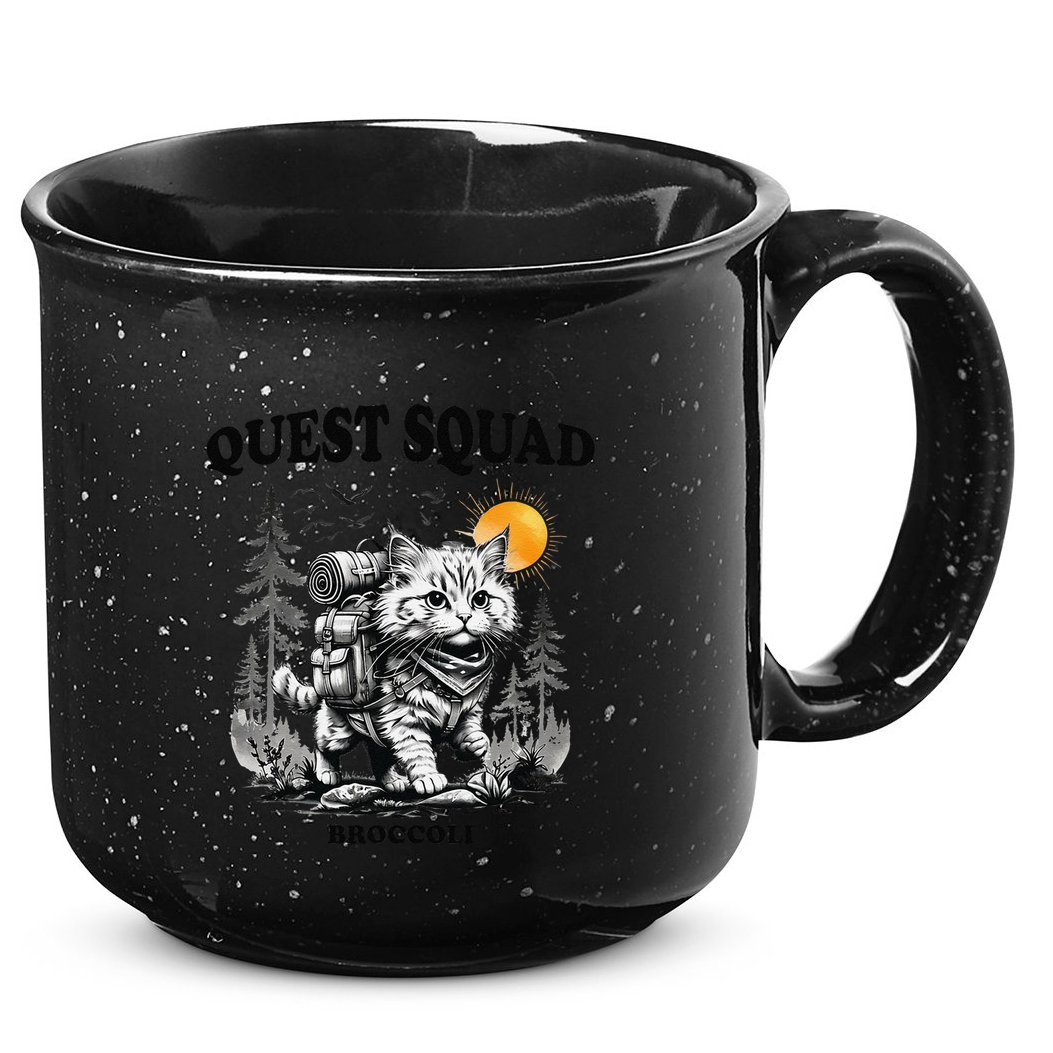 Quest Fantasy Squad Broccoli Cat Funny Lovers Gaming Apparel .Png 15oz Campfire Ceramic Mug