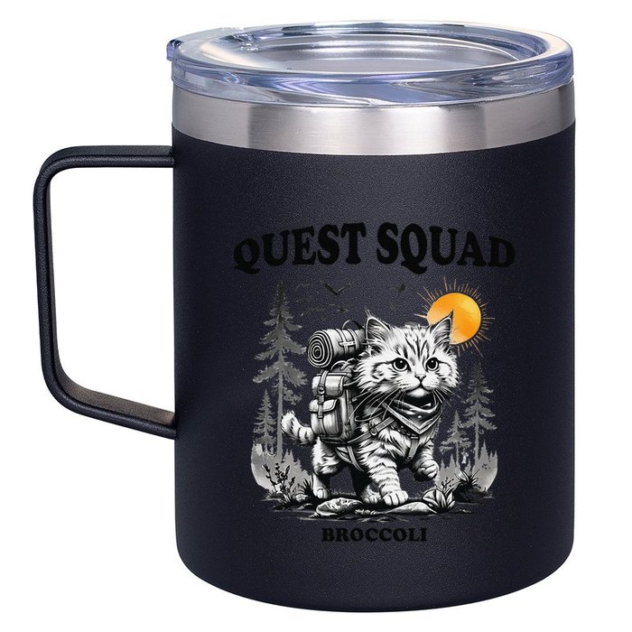 Quest Fantasy Squad Broccoli Cat Funny Lovers Gaming Apparel .Png 12oz Stainless Steel Coffee Mug