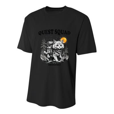 Quest Fantasy Squad Broccoli Cat Funny Lovers Gaming Apparel .Png Youth Performance Sprint T-Shirt