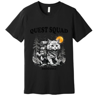 Quest Fantasy Squad Broccoli Cat Funny Lovers Gaming Apparel .Png Premium T-Shirt