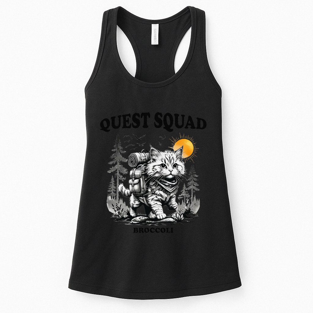Quest Fantasy Squad Broccoli Cat Funny Lovers Gaming Apparel .Png Womens Tank Top