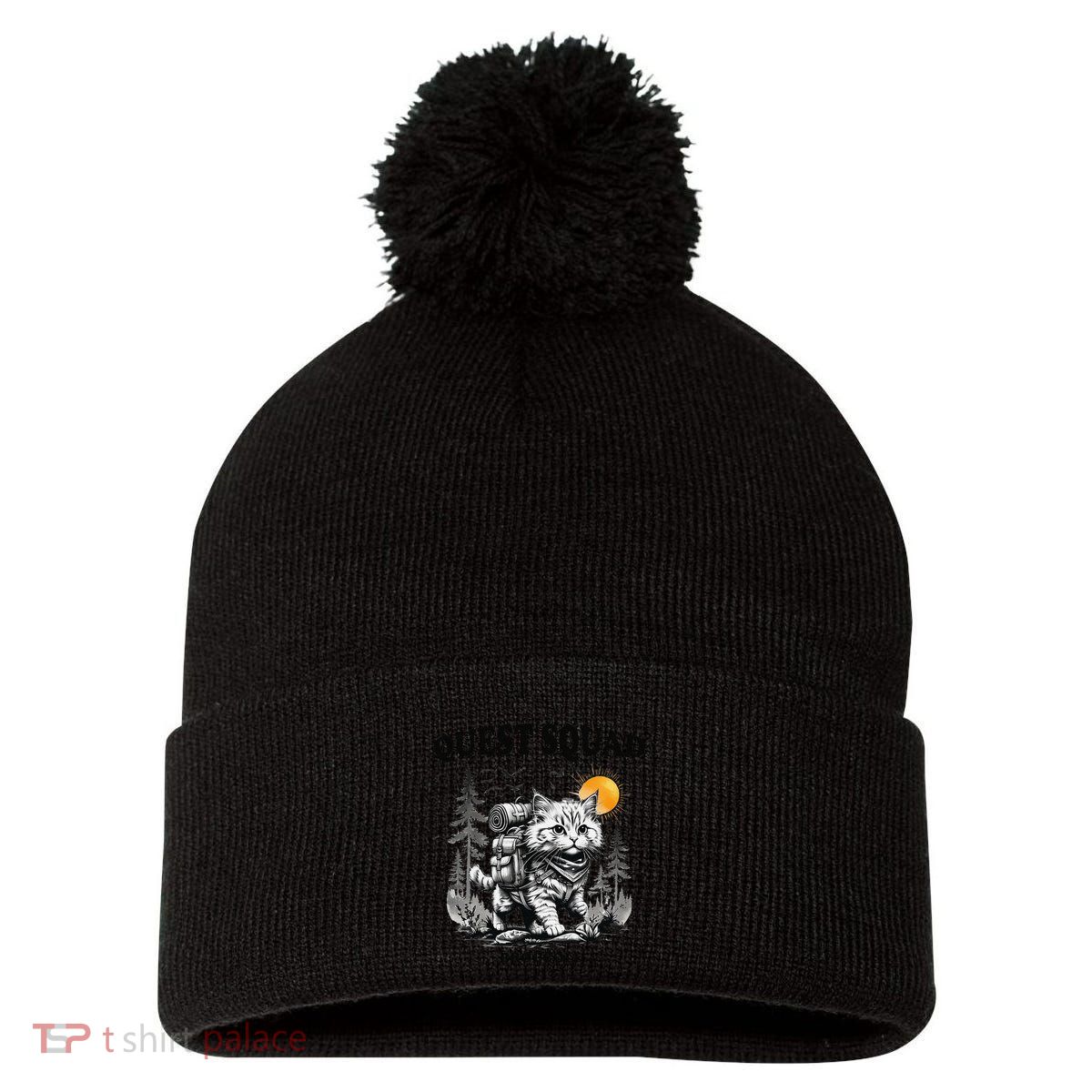 Quest Fantasy Squad Broccoli Cat Funny Lovers Gaming Apparel .Png Pom Pom 12in Knit Beanie