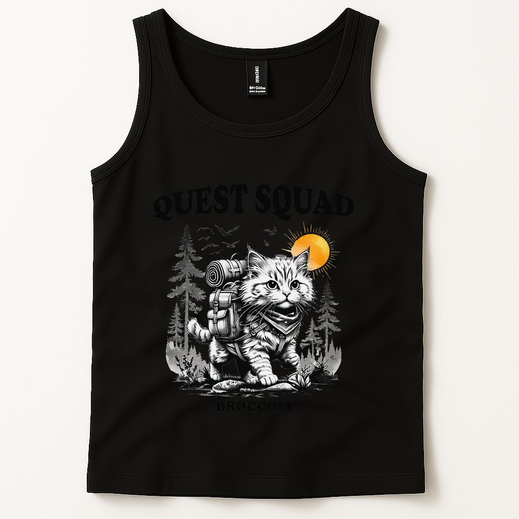 Quest Fantasy Squad Broccoli Cat Funny Lovers Gaming Apparel .Png Tank Top
