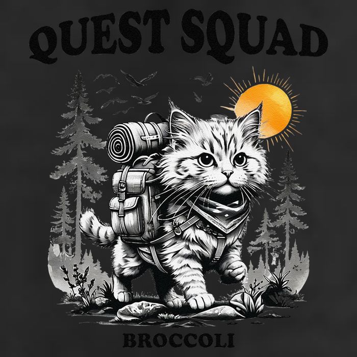 Quest Fantasy Squad Broccoli Cat Funny Lovers Gaming Apparel .Png Golf Towel