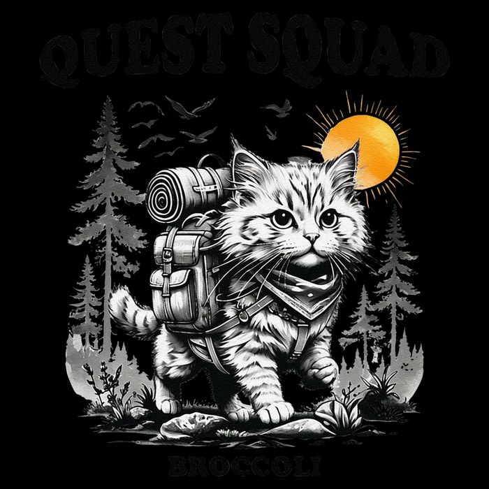 Quest Fantasy Squad Broccoli Cat Funny Lovers Gaming Apparel .Png Cropped Pullover Crew