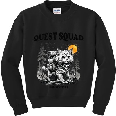 Quest Fantasy Squad Broccoli Cat Funny Lovers Gaming Apparel .Png Kids Sweatshirt