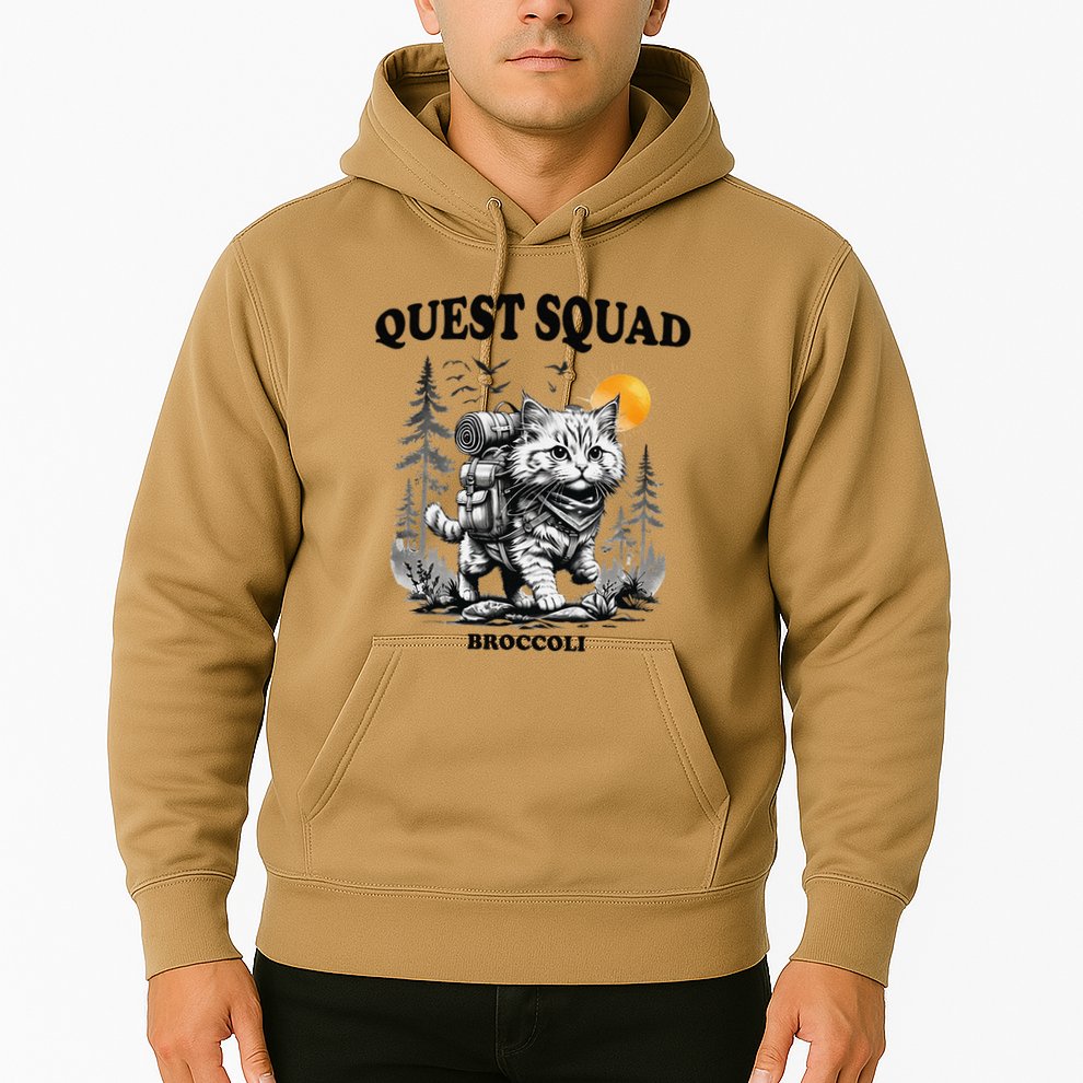 Quest Fantasy Squad Broccoli Cat Funny Lovers Gaming Apparel .Png Hoodie