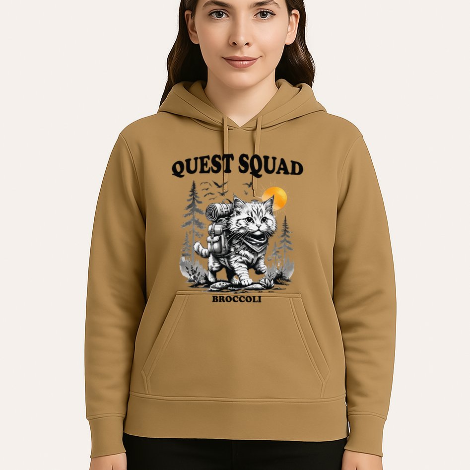 Quest Fantasy Squad Broccoli Cat Funny Lovers Gaming Apparel .Png Hoodie