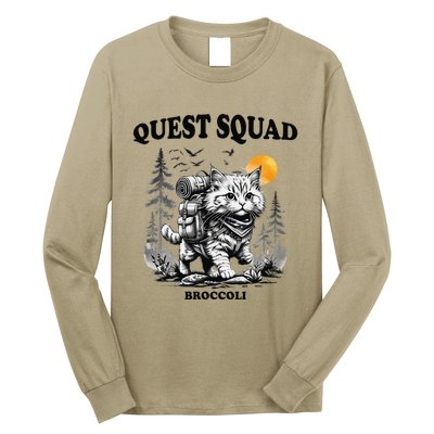 Quest Fantasy Squad Broccoli Cat Funny Lovers Gaming Apparel .Png Long Sleeve Shirt