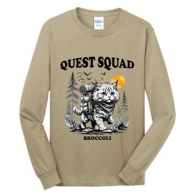 Quest Fantasy Squad Broccoli Cat Funny Lovers Gaming Apparel .Png Tall Long Sleeve T-Shirt
