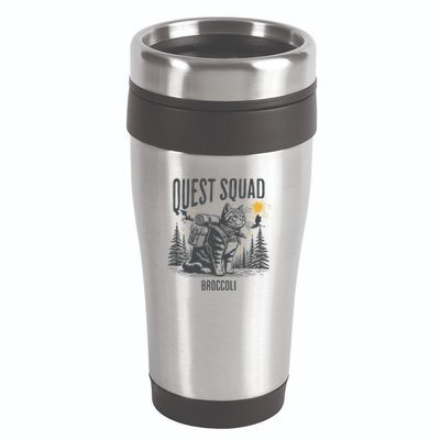 Quest Fantasy Squad Broccoli Funny Cat 16oz Travel Tumbler