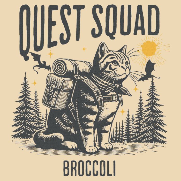 Quest Fantasy Squad Broccoli Funny Cat Zip Tote Bag