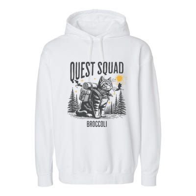 Quest Fantasy Squad Broccoli Funny Cat Garment-Dyed Fleece Hoodie