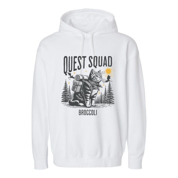 Quest Fantasy Squad Broccoli Funny Cat Garment-Dyed Fleece Hoodie