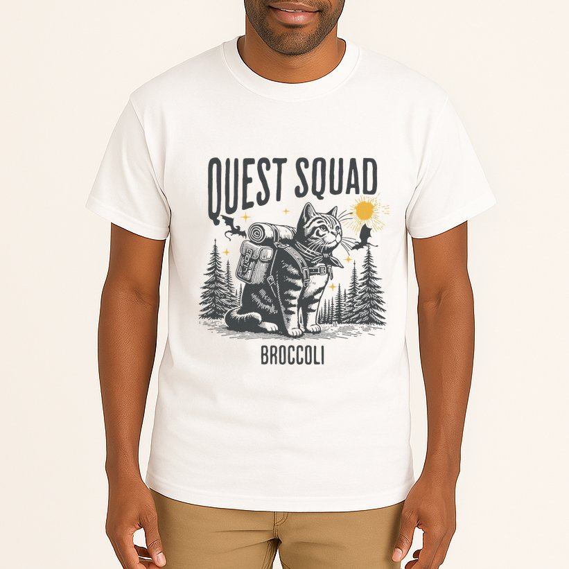 Quest Fantasy Squad Broccoli Funny Cat Tall T-Shirt