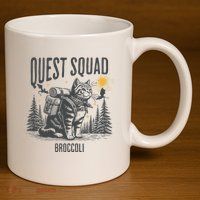 Quest Fantasy Squad Broccoli Funny Cat 11oz C Handle Ceramic Mug