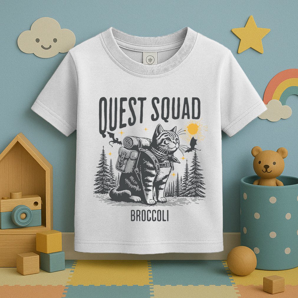 Quest Fantasy Squad Broccoli Funny Cat Toddler T-Shirt