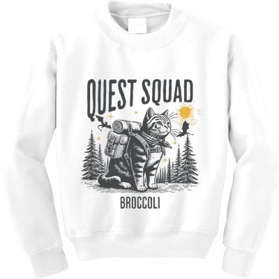 Quest Fantasy Squad Broccoli Funny Cat Kids Sweatshirt