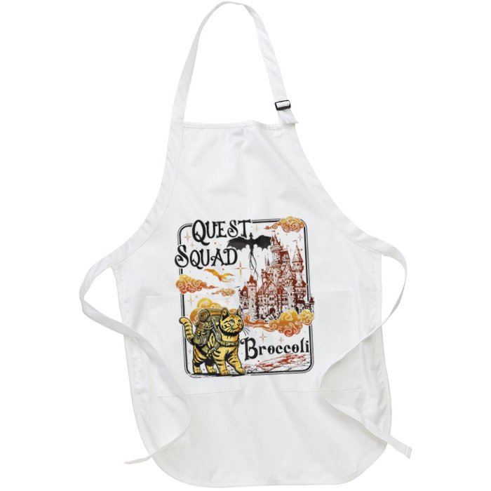 Quest Fantasy Squad Broccoli Funny Cat Full-Length Apron With Pockets