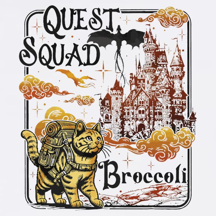 Quest Fantasy Squad Broccoli Funny Cat Full-Length Apron With Pockets