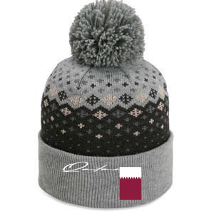 Qatar Flag Signature Patriotic Pole Cool Gift The Baniff Cuffed Pom Beanie